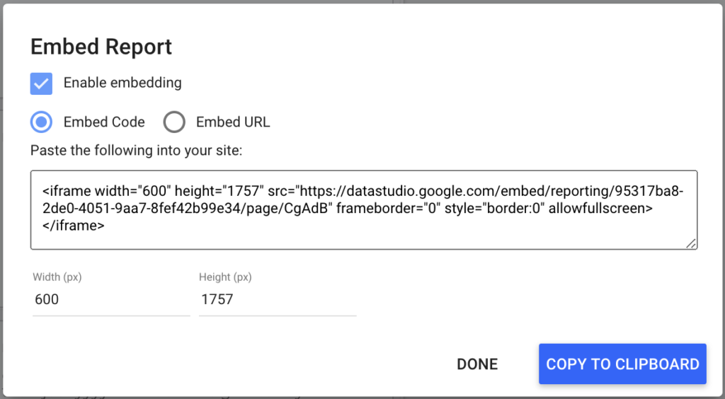 How to Embed a Data Studio Report with an iframe. 