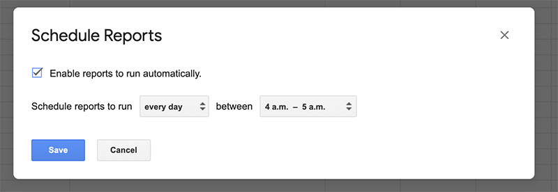 Schedule the Google Sheet Query to run everyday to update your list of articles